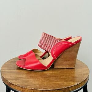 Melina Red Leather Slip On Wedges Women’s Size 10